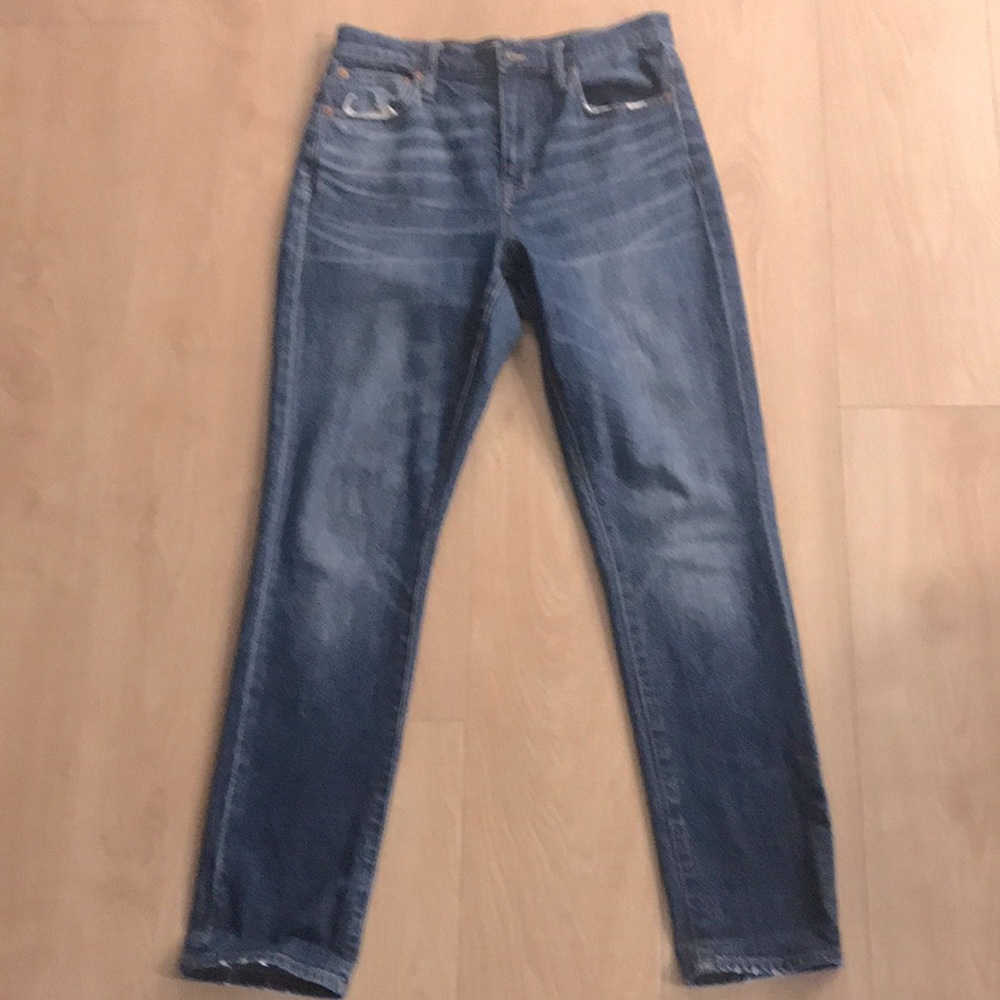 Madewell | high waist slim boyfriend jeans | medium blue wash | light distressed